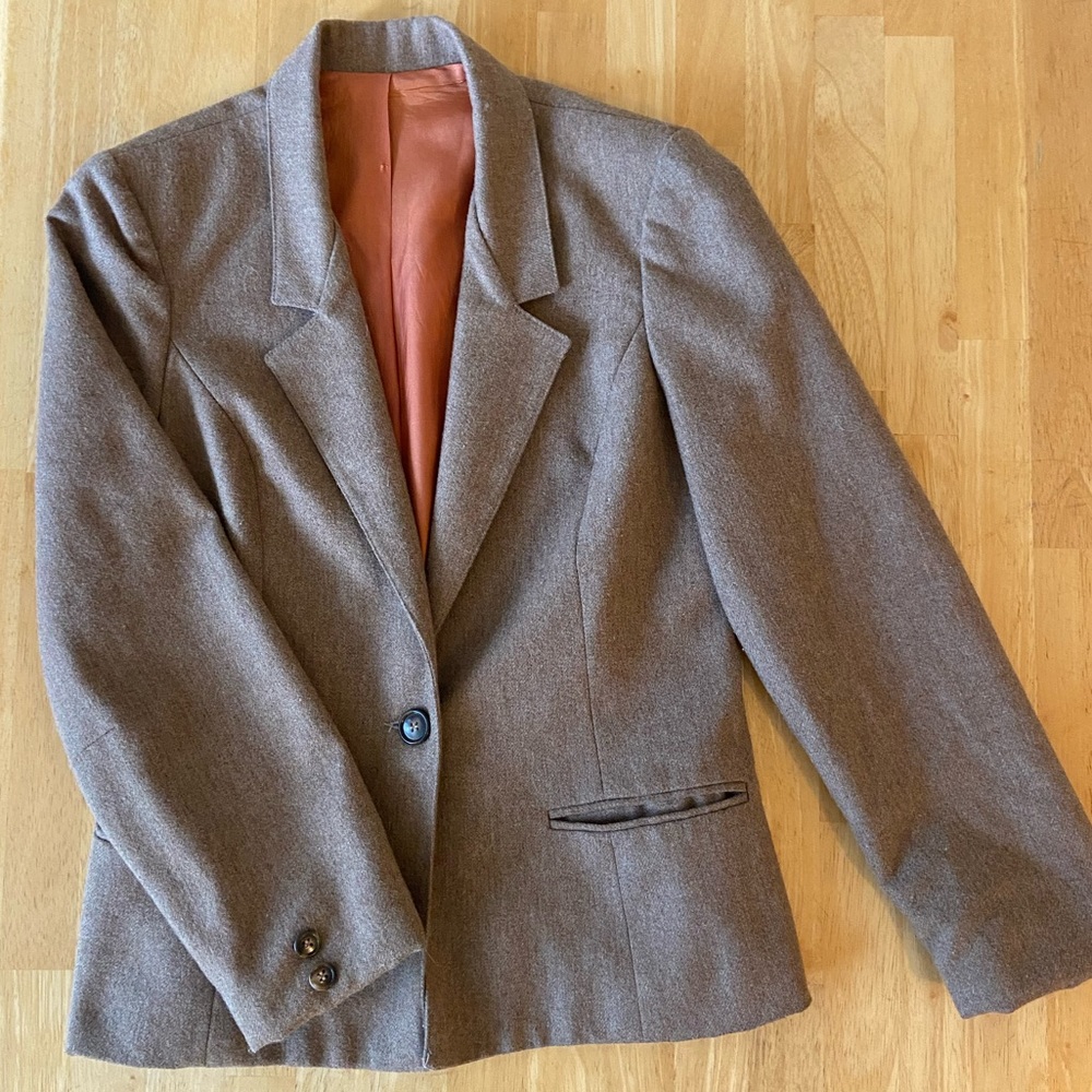 Vintage Hot Professor Power Blazer - Dark Camel with Orange Lining - XS/S